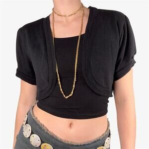 Dots brand black cropped bolero knit sweater short sleeve - M